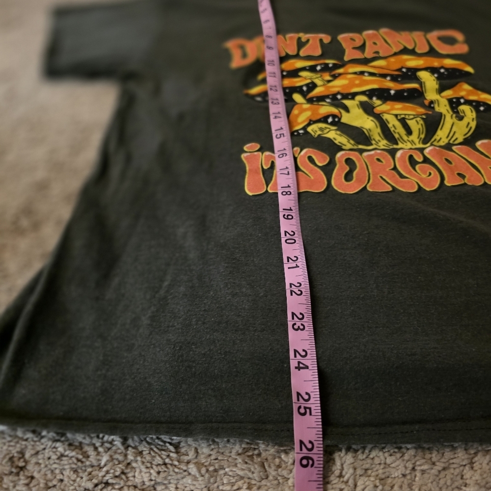 Brisco Mushroom Graphic Tee Don't Panic It's Organic, Grayish Green Size Large - Picture 7 of 7